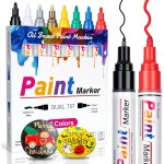 Uuq - lot de 8 marqueurs permanents impermables : 8 marqueurs permanents a double pointe pour travaux ...
