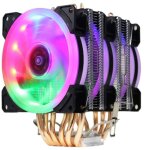 Ventilateur de refroidissement cpu 6 caloducs, radiateur rgb double tour 9cm, pour intel 775 / 1150 / ...
