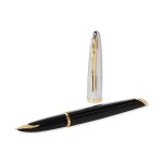 Waterman carne stylo plume a pointe fine attributs dors 18k deluxe laque noir