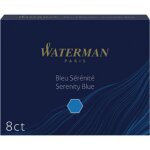 Waterman cartouches d'encre stylo plume effaable format long couleur bleu serenite - pack de 8
