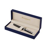 Waterman h�misph�re stylo roller pointe fine laque noir attributs chrom�s