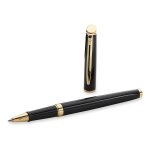 Waterman hmisphre stylo roller pointe fine laque noir attributs dors