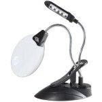 Wedo loupe de table avec lampe a del, avec serre - joint, noir