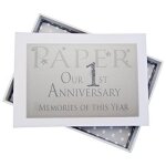 White cotton cards aw1t ``1st papier anniversaire souvenirs de cette anne`` tiny album a paillettes ...