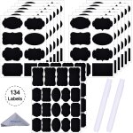 Wisdom 134 etiquettes autocollantes de tableau noir + 2 marqueurs craie, pour bocaux, epices, verre, ...