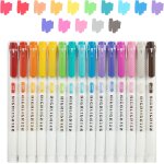 Yemaesre - 15 couleurs surligneurs pastel, surligneur de couleur a double pointe, pointes larges et fines ...