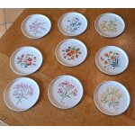 09 sous verres publicitaires m�talliques yves rocher - ann�es 80 - diam�tre 8, 2cm environ