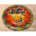 10 assiettes en carton d�cor joyeux anniversaire diam�tre 23 cm