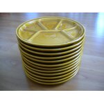 12 assiettes jaunes a fondues de gien france
