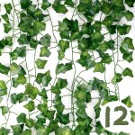 12pcs plantes vertes artificielles suspendues pour c�l�bration, mariage, cuisine, jardin - vert
