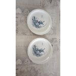 2 anciennes assiettes en porcelaine d�cors moulin bleu ann�e 1970
