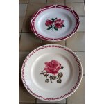 2 assiettes plates anciennes en faience 22 cm - sarreguemines - digoin modèle cibon aux roses et faïence ... 2 assiettes plates anciennes en faience 22 cm - sarreguemines - digoin modèle cibon aux roses et faïence ...