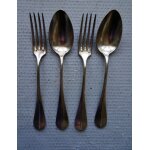 2 lots de 2 couverts anciens en métal argenté 72 gr. , avec un chiffre 2 lots de 2 couverts anciens en métal argenté 72 gr. , avec un chiffre