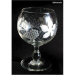 2 grands verres, lave rince raisin, coupe en cristal grave�, 26x16, 5cm / bon etat