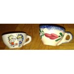 2 mini tasses pour liqueur / dinette, 2, 5 et 3 cm de haut, diamtre 4, 7cm