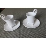 2 tasses a caf� porcelaine blanche