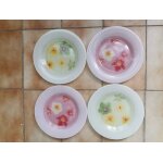 4 assiettes a dessert luminarc. d�cor fleurs.