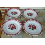 4 assiettes plates 22cm - faïence de sarreguemines digoin - modèle cibon aux roses 4 assiettes plates 22cm - faïence de sarreguemines digoin - modèle cibon aux roses