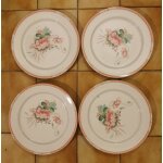 4 assiettes plates. limoges. d�cor floral.