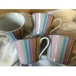 4 belles tasses a caf� motif bayadere - neuves id�e cadeau