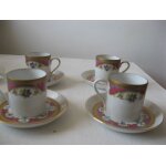 4 tasses et 6 sous - tasses en porcelaine blanche de bavire hermann