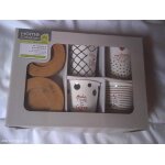 4 tasses expresso en porcelaine et sous tasses en bambou en coffret