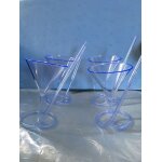 4 verres a cocktail en acrylic avec paille amusante integree - neufs