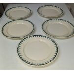 5 grandes assiettes plates badonviller carthage (bleu fonc) - numrotes , estampilles diamtre 24. ...