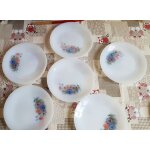 6 assiettes creuses arcopal motifs ptunias vintage