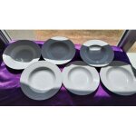 6 assiettes creuses blanches porcelaine 21. 5 cm