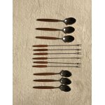 6 couverts a fondue scandinaves (fourchette et cuiller) manche en teck