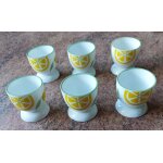 6 jolis coquetiers en porcelaine motif : citron