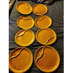 8 assiettes d'asperges de gien en majolique vintage
