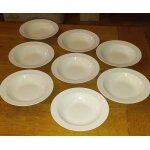 8 assiettes creuses villeroy & bosch - 20cm de diam�tre - beige a pourtours chevrons