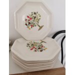 8 assiettes octogonales vintage. ceramica olympia.