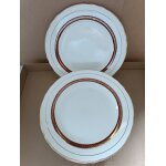 8 assiettes plates en porcelaine de salins modle royat rouge