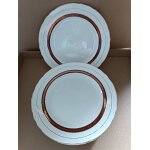 8 assiettes plates en porcelaine de salins modle royat rouge