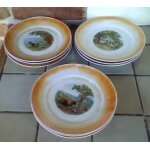 9 assiettes a fromage ou a dessert - 3 motifs diff�rents animaliers et champ�tres - diam�tre 17, 5cm ...