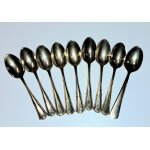 9 petites cuill�res de table en or parure de couverts rare collection vintage art 1900 caf� th� tisane ...