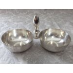 Anciennes coupelles jumelles serviteur rince - doigts salerons bronze argent�