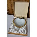 Ancienne coupelle vide poche feuille en porcelaine de limoges blanc et or areor