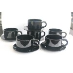 Arcoroc 6 tasses et 6 sous tasses noir.