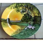 Assiette 23cm , faence : jem inspir par la bonbonnire wilhemine joseph mure legras, estampille digoin ...