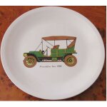 Assiette ancienne dcore - franklin car 1906 - fond blanc - diamtre 19 cm