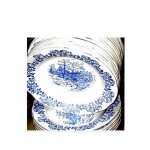 Assiettes creuse decor bleu champetre cottage lot de 10 plats creux 23 cm ceramique epaisse rustique ...