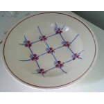 Assiette creuse - fa�ence de badonviller france - mod�le normandie bleu et bordeaux - diam�tre 22, 5cm ...
