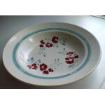 Assiette creuse faencerie badonviller fb 42 - diam 22. 5cm ¿ motifs floraux verts & bordeaux
