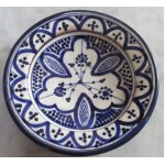 Assiette creuse marocaine artisanale - diam�tre 18cm - bleu et blanc