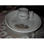 Assiette creuse a olives en cramique de marque vallaunis , de couleur blanc piquet noir , 1 rcolteur ...