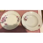 Assiettes creuses vintage porcelaine de limoges bh france blanches dcor bouquets